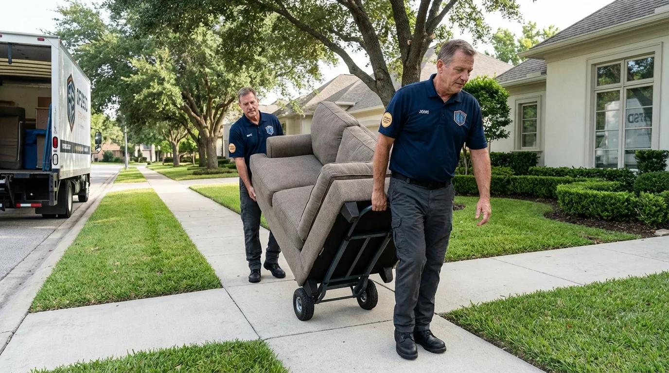 Local residential moving crew loading furniture in Dixfield, ME